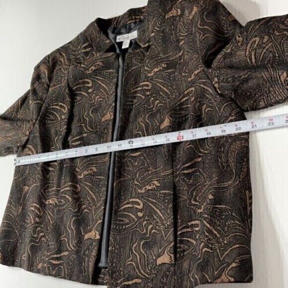 Kim Rogers Brocade Woven Paisley Print Open Front Blazer Size 8P - Picture 4 of 8